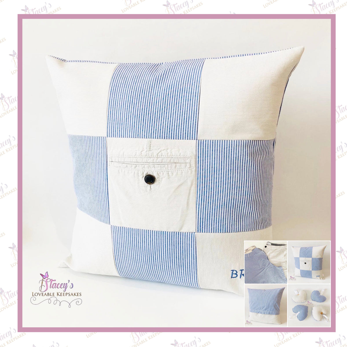 Handmade Patchwork Memory Cushion – Made From Loved One's Clothing