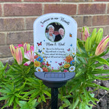 Personalised Photo Floral Flowers & Butterflies Memorial Garden Solar Light Plaque