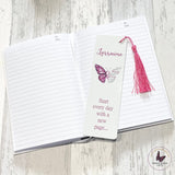 Personalised Cancer Awareness large Metal Bookmark, Pink Butterfly Bookmarks, Gifts For Her, Letterbox Gift, Positivity Present