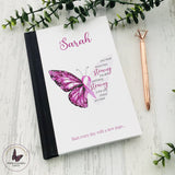 Personalised Cancer Notebook - Pink Ribbon Butterfly Journal