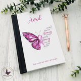 Personalised Cancer Notebook - Pink Ribbon Butterfly Journal