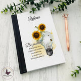Personalised Positive Notebook, Sunflower Bee Lightbulb, Sayings Gifts, Male Positive Gift, Self Care Journal
