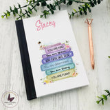 Positive Affirmations Notebook, Best Friend Gift, Personalised Rainbow Book Stack, Self Care Gift For Her, Positivity Journal