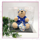 Front view of acrylic display case for Regular Jointed Keepsake Animals with black base