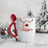 Personalised Christmas Mug, Alphabet Reindeer Mug, Stocking Filler Gift For Kids, Christmas Eve Box