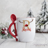 Personalised Christmas Mug, Alphabet Reindeer Mug, Stocking Filler Gift For Kids, Christmas Eve Box