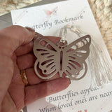 Butterfly bookmark presented on textured card with silver envelope, ready to gift condolence keepsake.