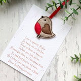 Remembrance Christmas Robin & Card - Felt Robin Tree Decoration