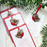 Remembrance Christmas Robin & Card - Felt Robin Tree Decoration