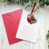 Remembrance Christmas Robin & Card - Felt Robin Tree Decoration