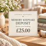 £25 custom memory keepsake deposit listing for handmade memory bears, memory animals and memory cushions created from loved one's clothing.