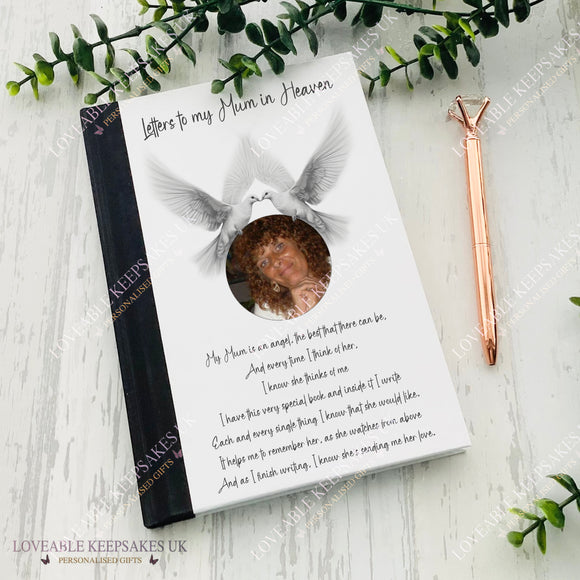 Personalised Letters To Heaven Notebook - Unique Photo Sympathy Gift - Bereavement Journal - Memory Dove Gift