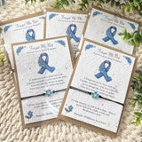 Multiple forget me not remembrance wish bracelets on seed cards
