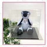 Front view of acrylic display case for Regular Jointed Keepsake Animals with black base