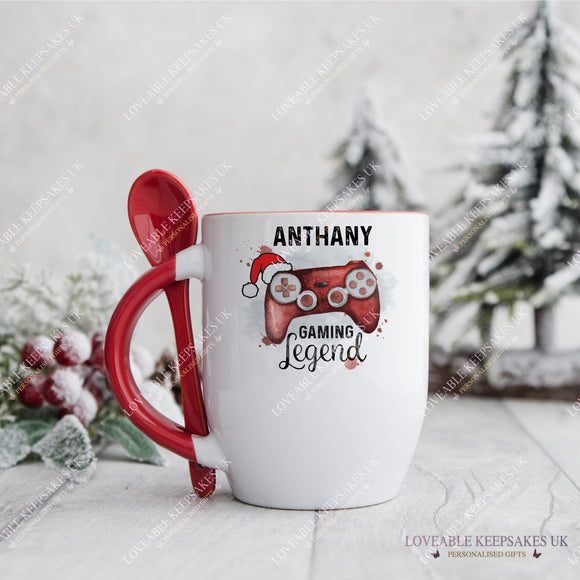 Personalised Christmas Mug, Red Gaming Legend Mug, Stocking Filler Gift For Kids, Christmas Eve Box