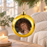 Gold personalised photo Christmas hanging bauble.