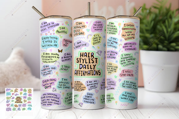 Personalised Hairstylist Daily Affirmations Skinny Tumbler - Gift For Hair Dresser