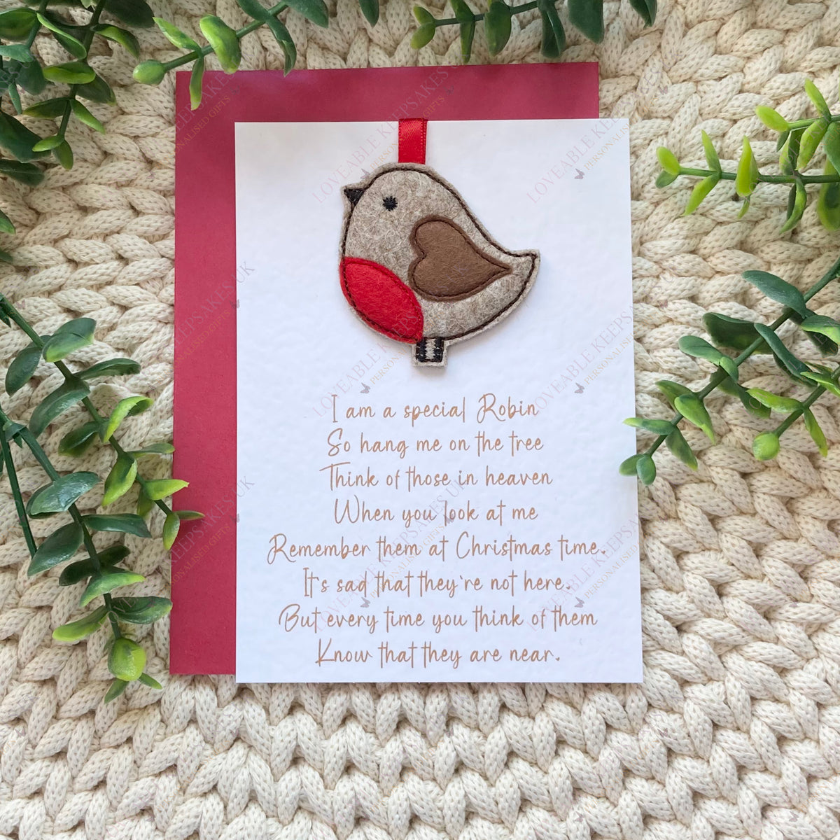 Remembrance Christmas Robin Felt Tree Decoration – Memorial Gift UK ...