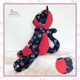 Side view of personalised standard memory cat keepsake made from loved one's clothing.