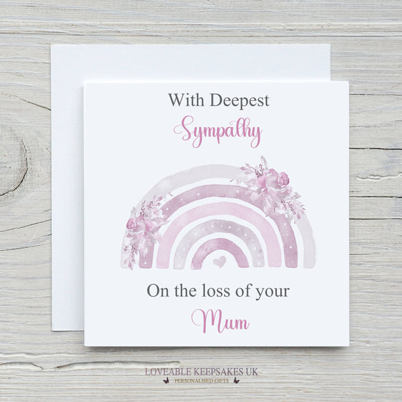 Personalised Forget Me Not Card, Floral Pink Rainbow, Thinking Of You Gift