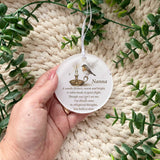 Robin memorial bauble with 'Nanna' personalisation and candle verse