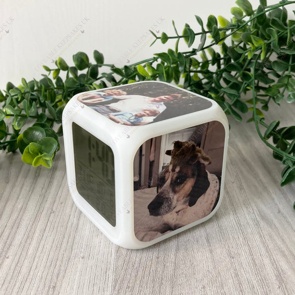 Custom Photo LED Alarm Clock – Colour-Changing, Digital Display - Perfect Gift