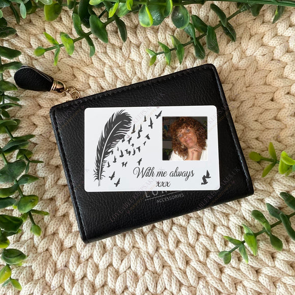 Personalised Metal Wallet Insert Card, Photo Purse Card, With Me Always, Keepsake Gifts, Pocket Hug, Gift For her, Memorial Photo