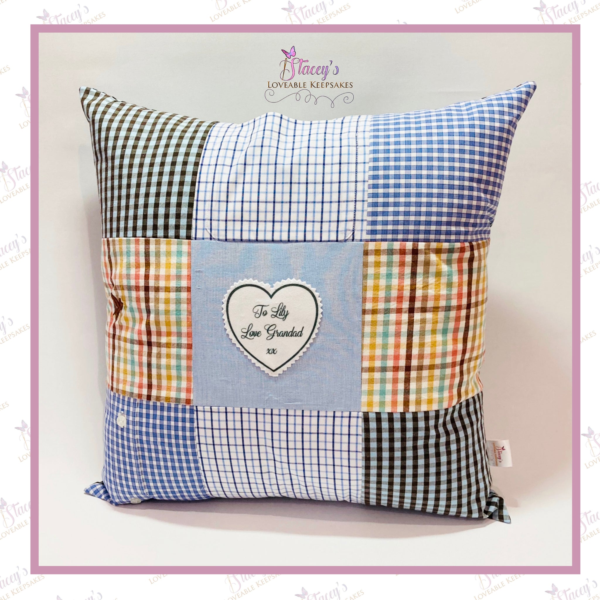 Patchwork Memory Cushion Made From Loved One's Clothing