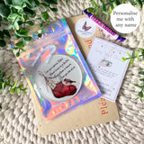 Robin remembrance stocking bauble with Mum tag shown with packaging included