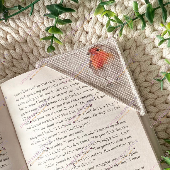 Handmade Robin Fabric Corner Bookmark - Book Lover Gift
