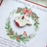 Remembering You At Christmas Robin Card With Poem - Memorial Keepsake Hanging Ornament