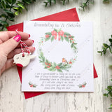 Remembering You At Christmas Robin Card With Poem - Memorial Keepsake Hanging Ornament