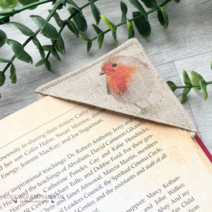 Handmade Robin Fabric Corner Bookmark - Book Lover Gift