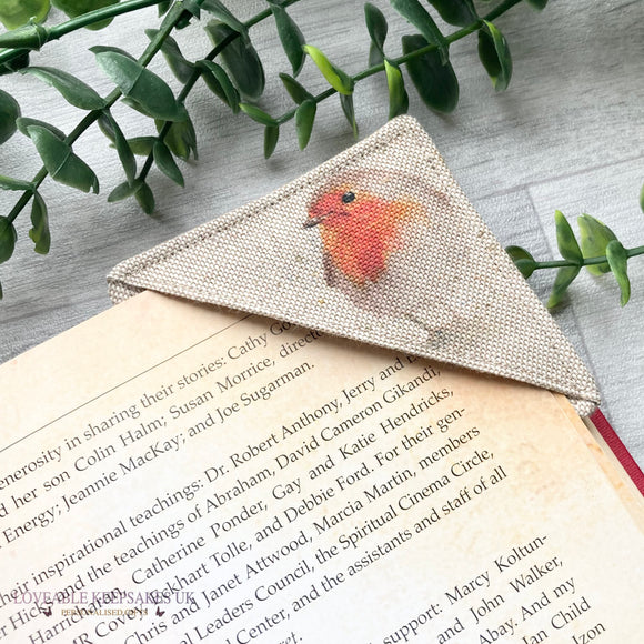 Handmade Robin Fabric Corner Bookmark - Book Lover Gift