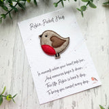 Handmade Felt Robin Pocket Hug - Remembrance Gift & Card