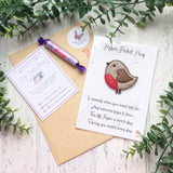 Handmade Felt Robin Pocket Hug - Remembrance Gift & Card