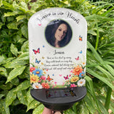 Personalised Photo Floral Flowers & Butterflies Memorial Garden Solar Light Plaque