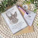 Printed information card showing small business message and care details from Loveable Keepsakes UK.
