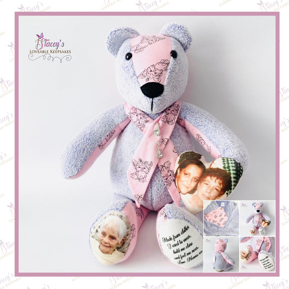 Standard Memory Bear - Made From Loved One’s Clothing