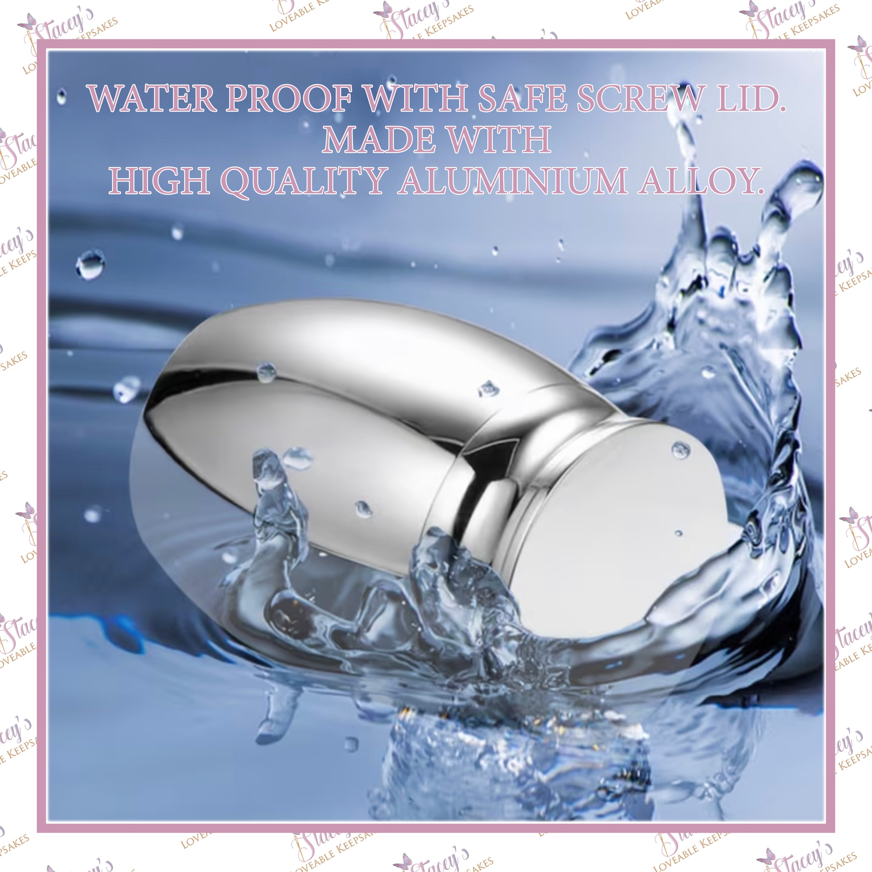 Waterproof silver mini ashes urn made from high-quality aluminium alloy with a secure screw-top lid