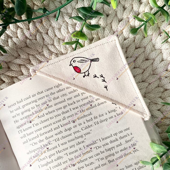 Handmade Robin Fabric Corner Bookmark - Book Lover Gift