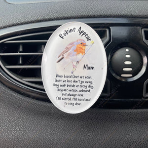 Personalised Robins Appear Oval Car Air Freshener Vent Clip - Remembrance Gift