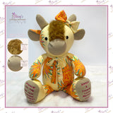 Memory Highland cow keepsake handmade from loved ones, clothing with signature and fleece included as standard