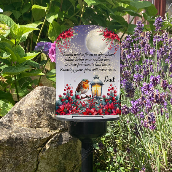 Personalised Solar Christmas Robin Memorial Light Plaque – Eco-Friendly Grave Marker