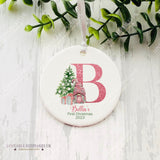 Personalised Pink Alphabet Gnome Christmas Bauble
