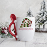 Personalised Christmas Mug, Rainbow Santa Teddy Mug, Stocking Filler Gift For Kids, Christmas Eve Box