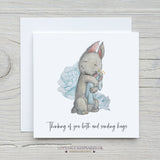 Personalised Sympathy Card - Baby Loss Cream Angel Bunny