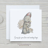 Personalised Sympathy Card - Baby Loss Cream Angel Bunny
