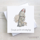 Personalised Sympathy Card - Baby Loss Blue Angel Bunny