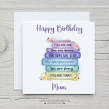 Personalised Birthday Card - Positivity Affirmations Rainbow Book Stack